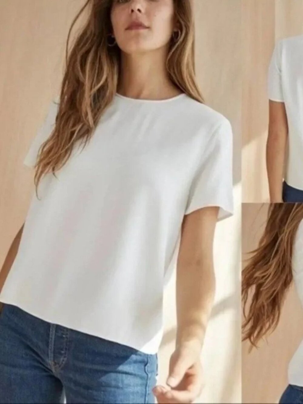 Jenni Kayne Crepe T-shirt White L NWT